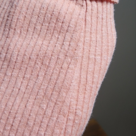 BP XL fluttered sleeve ribbed knit peachy orange salmon textured cotton/rayon t - Picture 5 of 5